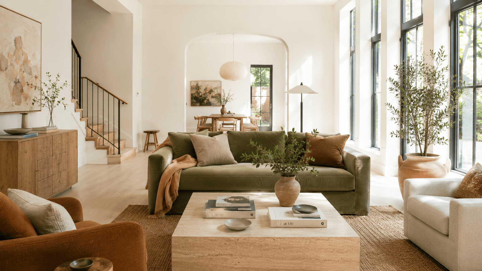Bright, airy Austin home interior styled for sale