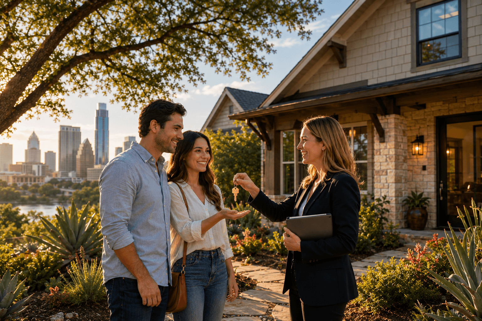 A buyer reviewing documents and neighborhood information as part of the Austin home buying process