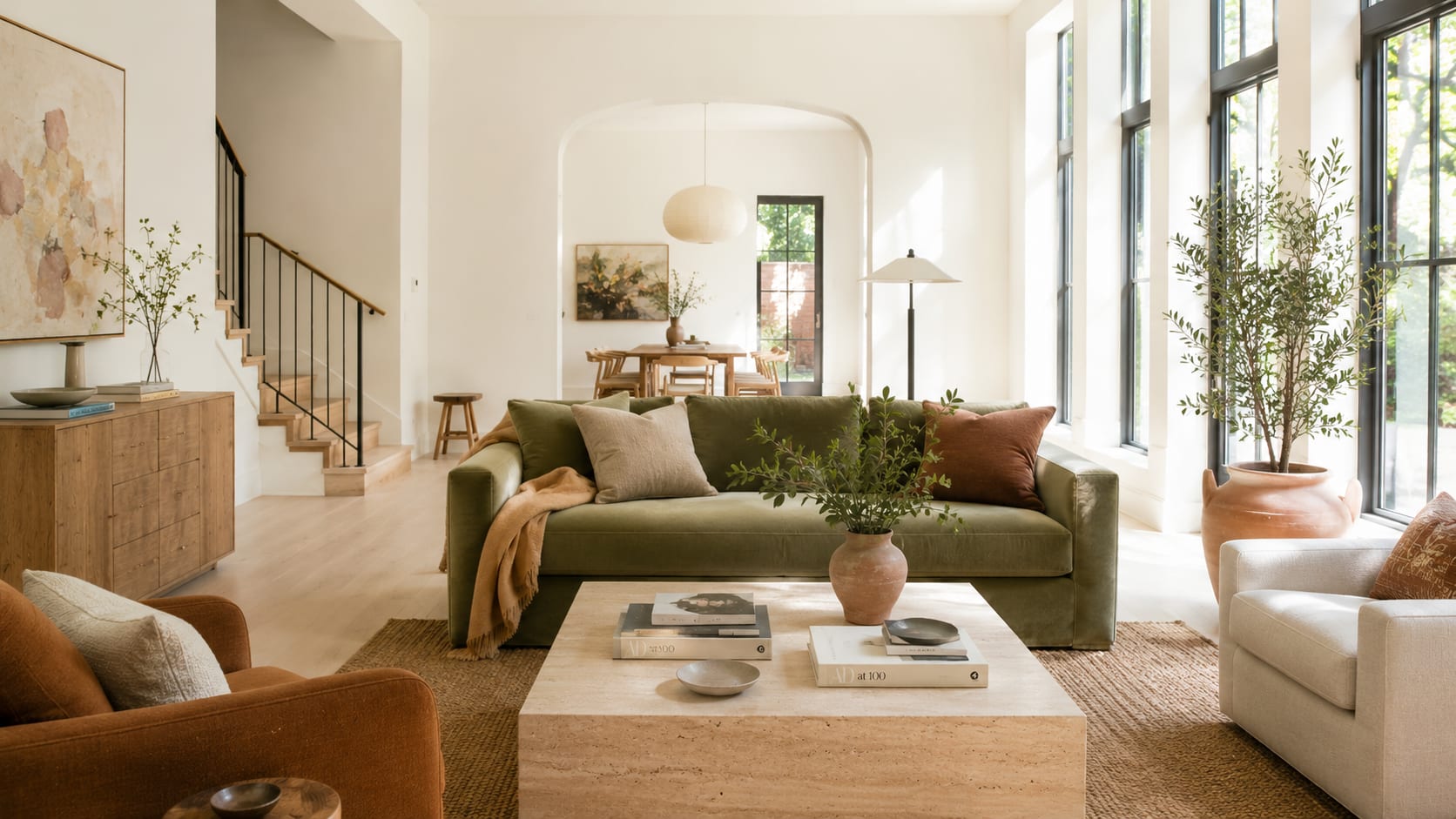 Bright, airy Austin home interior styled for sale